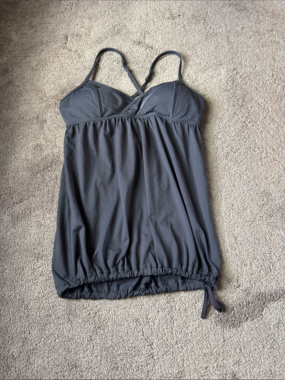 Lululemon Athletica Gray Cinch Hem Built In Bra Yoga Tank Top SIZE 8
